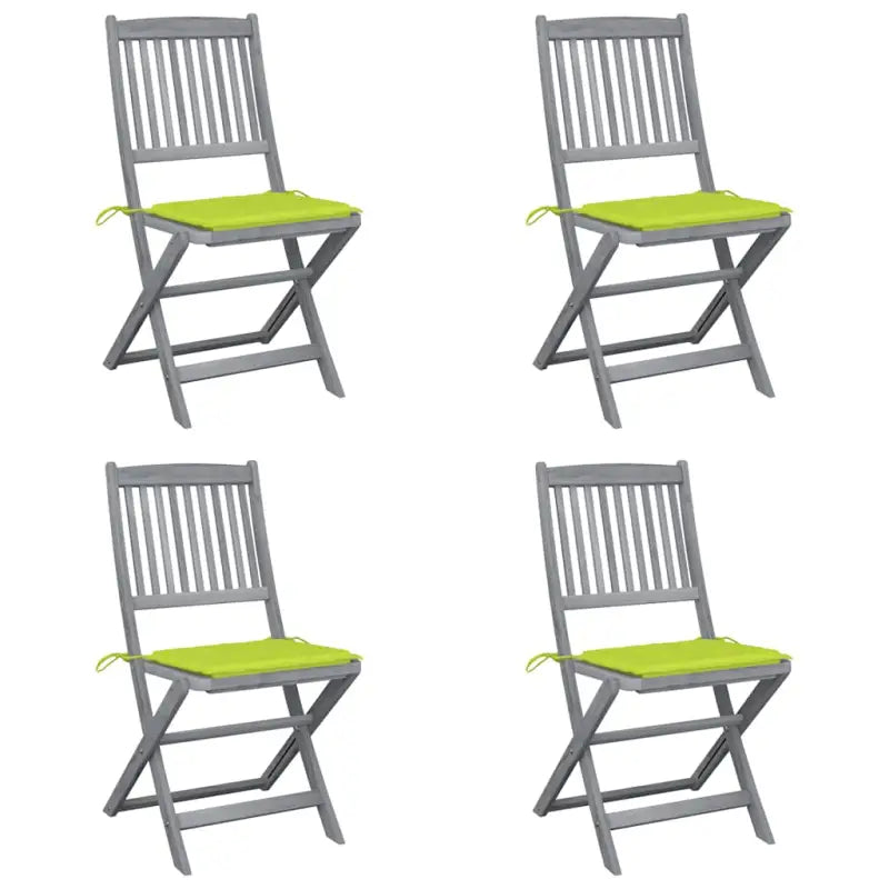 Moderne massief acaciahout tuinstoelen met kussens voor buiten eten - Heldergroen / 4 - Tuinstoelen