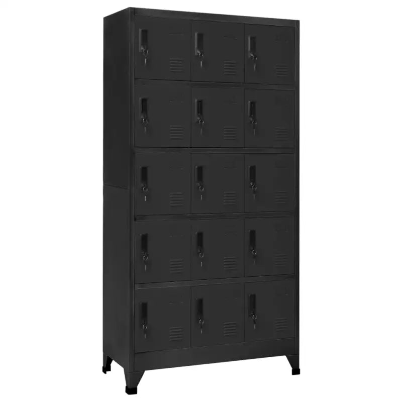 Moderne metalen opbergkast voor kantoorruimte - Antraciet / 1 / Met 15 lockers - Opbergkasten & lockerkasten