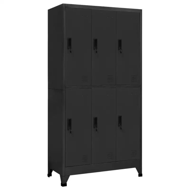 Moderne metalen opbergkast voor kantoorruimte - Antraciet / 1 / Met 6 lockers - Opbergkasten & lockerkasten