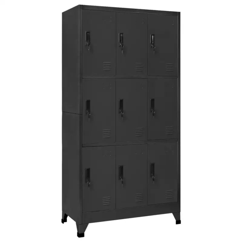 Moderne metalen opbergkast voor kantoorruimte - Antraciet / 1 / Met 9 lockers - Opbergkasten & lockerkasten