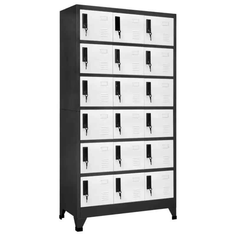 Moderne metalen opbergkast voor kantoorruimte - Antraciet en wit / 1 / Met 18 lockers - Opbergkasten & lockerkasten