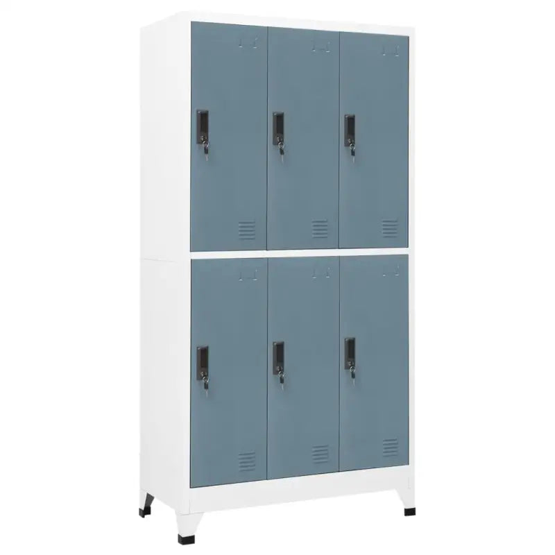 Moderne metalen opbergkast voor kantoorruimte - Lichtgrijs en donkergrijs / 1 / Met 6 lockers - Opbergkasten &