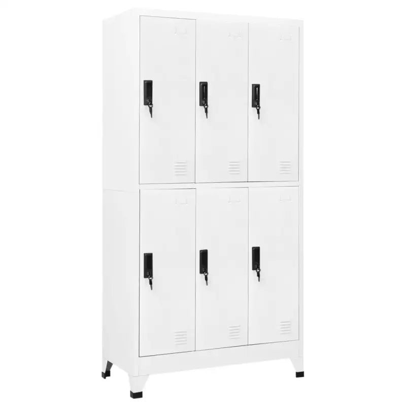 Moderne metalen opbergkast voor kantoorruimte - Wit / 1 / Met 6 lockers - Opbergkasten & lockerkasten