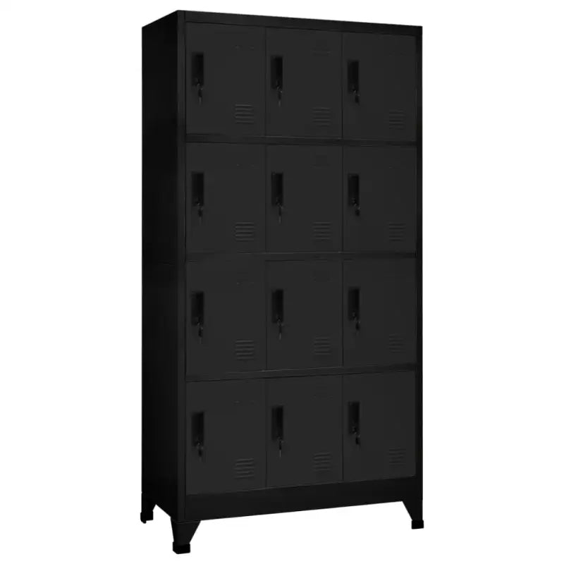 Moderne metalen opbergkast voor kantoorruimte - Zwart / 1 / Met 12 lockers - Opbergkasten & lockerkasten