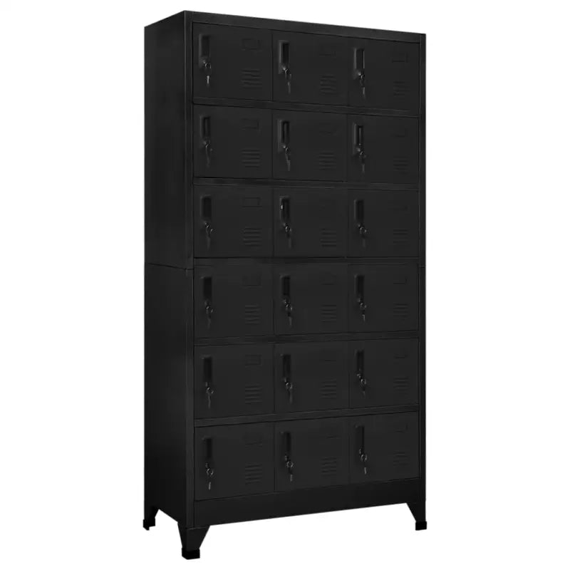 Moderne metalen opbergkast voor kantoorruimte - Zwart / 1 / Met 18 lockers - Opbergkasten & lockerkasten
