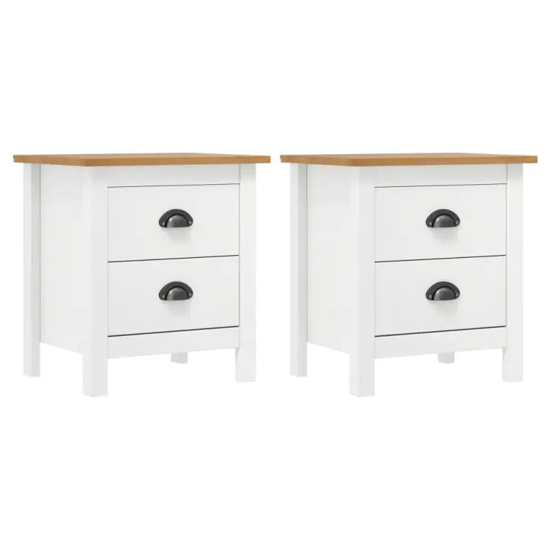 Moderne Nachtkast met Twee Lades voor Organisation en Stijl - Wit en bruin / 2 - Nachtkastjes