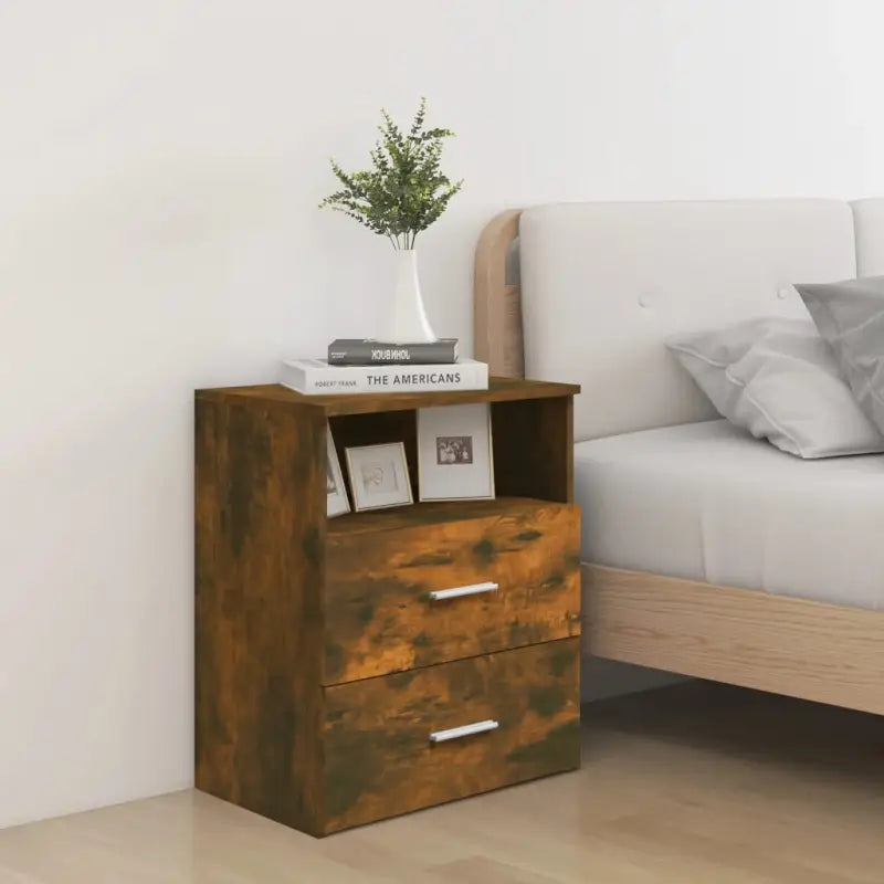 Moderne nachtkastjes met opbergruimte voor een strakke slaapkamerstijl - Gerookt eiken / 1 - Nachtkastjes