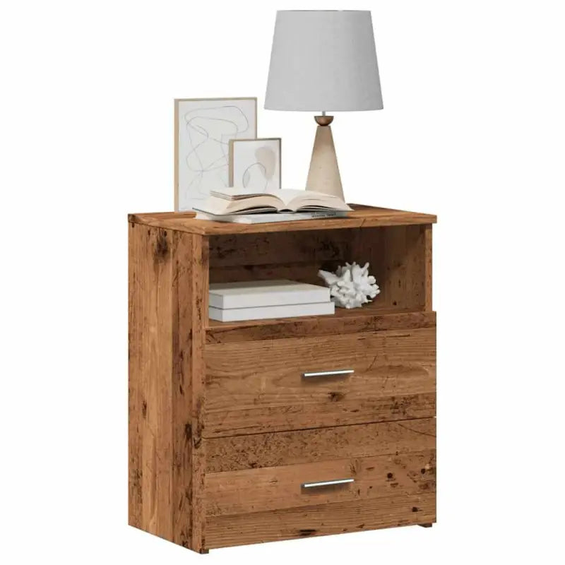 Moderne nachtkastjes met opbergruimte voor een strakke slaapkamerstijl - Oud hout / 1 - Nachtkastjes