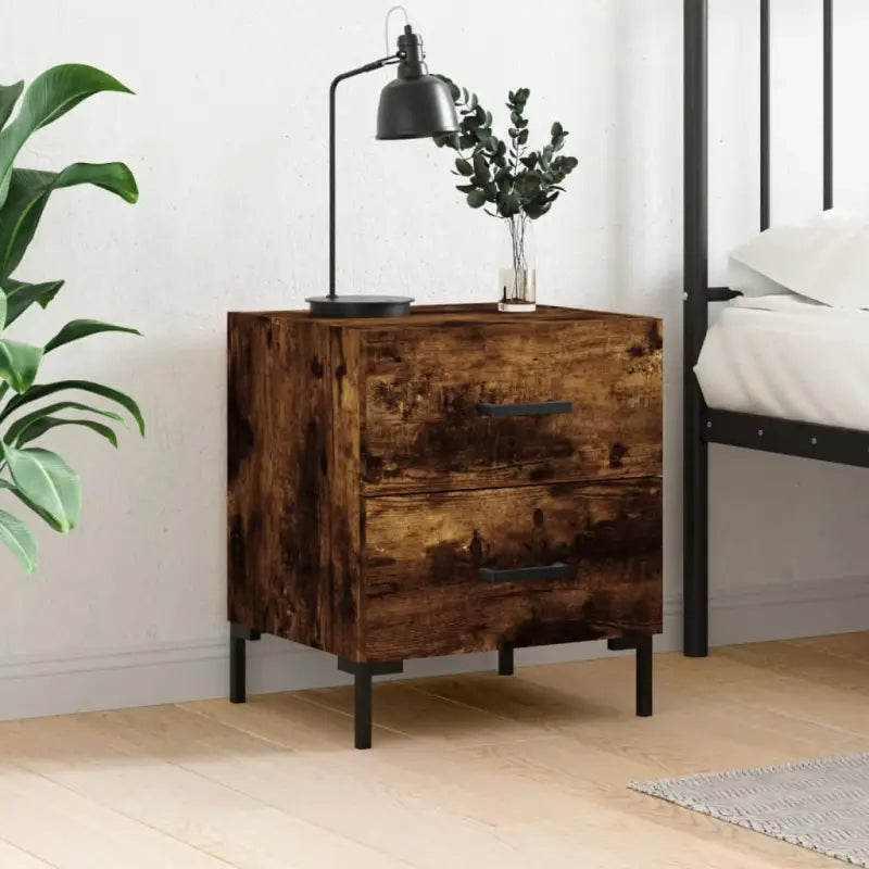 Moderne nachtkastjes van bewerkt hout voor een stijlvolle interieurlook - Gerookt eiken / 1 - Nachtkastjes