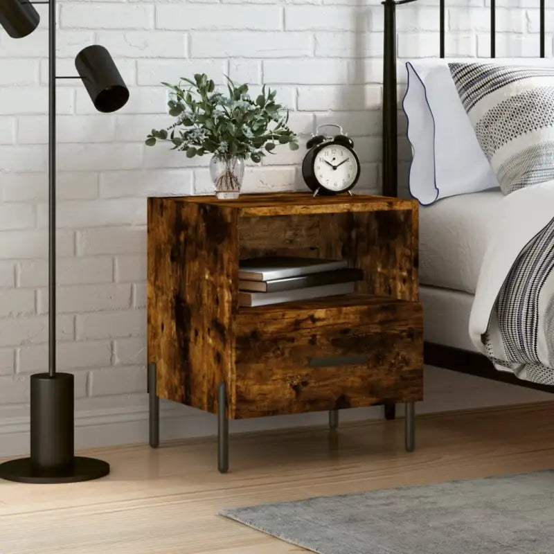 Moderne nachtkastjes van bewerkt hout voor een stijlvolle inrichting - Gerookt eiken / 1 - Nachtkastjes
