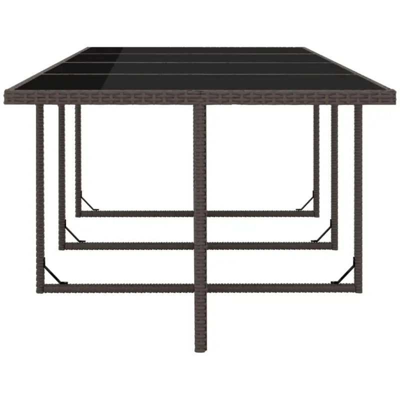 Moderne rattan tuinset met stalen frame en glazen tafelblad - Bruin / 225 cm tafellengte / 12x Fauteuil + Tafel