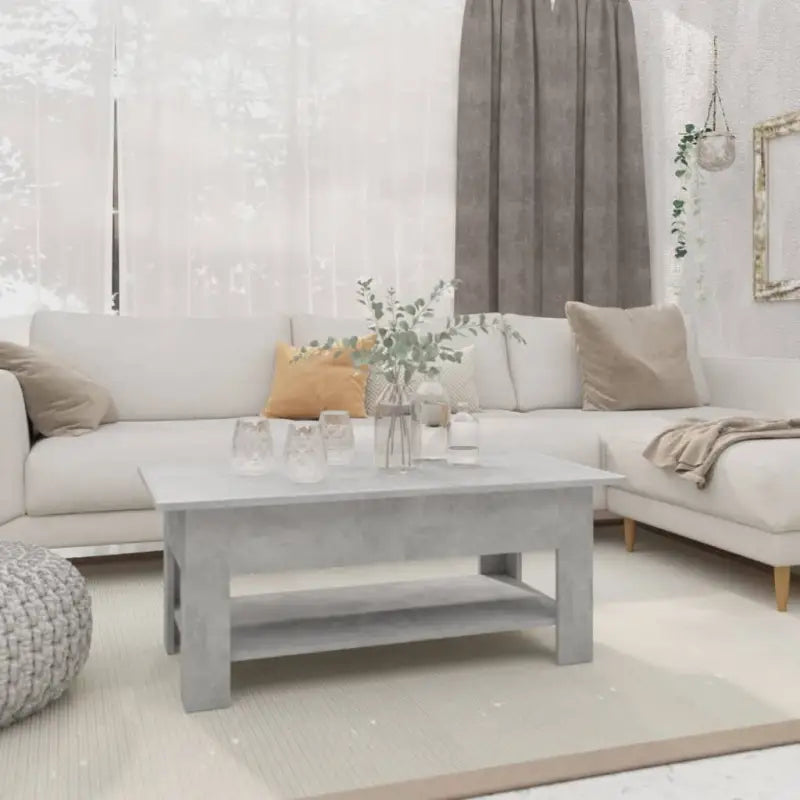 Moderne Salontafel met Opbergvak in Bewerkt Hout - Betongrijs / 102 x 55 x 42 cm / 1 - Salontafels