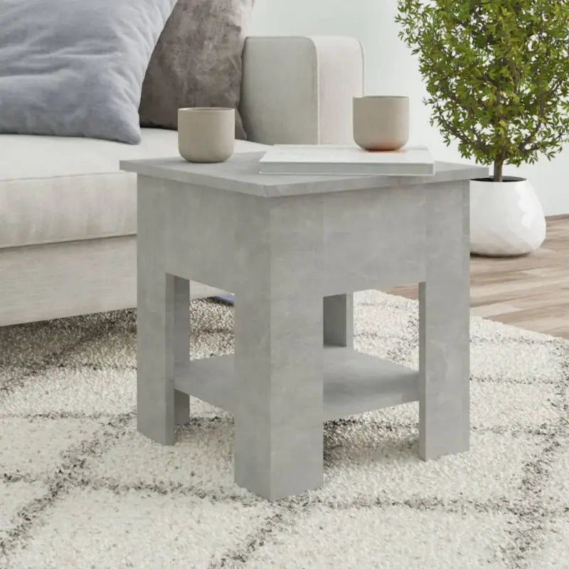Moderne Salontafel met Opbergvak in Bewerkt Hout - Betongrijs / 40 x 40 x 42 cm / 1 - Salontafels