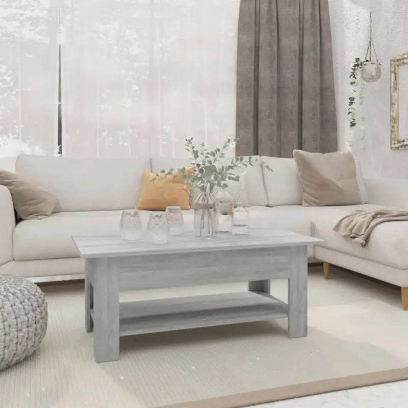 Moderne Salontafel met Opbergvak in Bewerkt Hout - Grijs sonoma / 102 x 55 x 42 cm / 1 - Salontafels