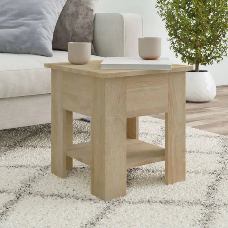 Moderne Salontafel met Opbergvak in Bewerkt Hout - Sonoma eiken / 40 x 40 x 42 cm / 1 - Salontafels
