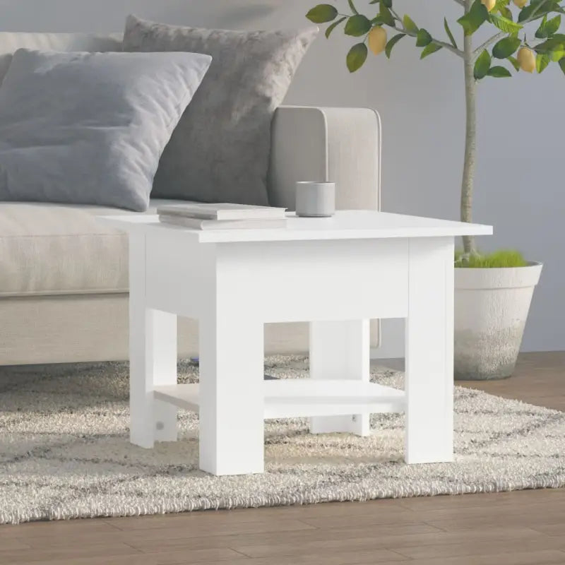 Moderne Salontafel met Opbergvak in Bewerkt Hout - Wit / 55 x 55 x 42 cm / 1 - Salontafels