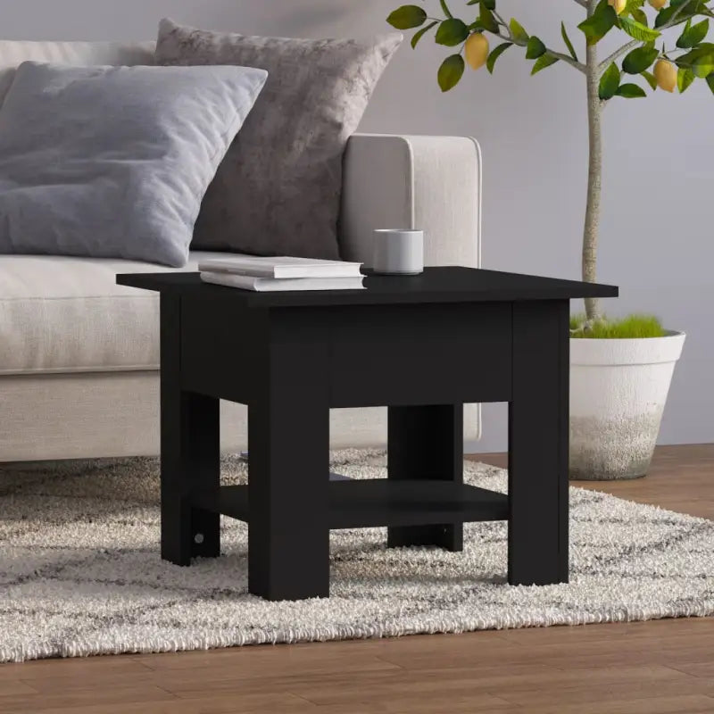 Moderne Salontafel met Opbergvak in Bewerkt Hout - Zwart / 55 x 55 x 42 cm / 1 - Salontafels