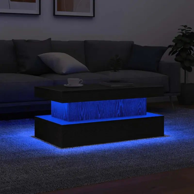 Moderne salontafel met RGB LED-verlichting en hoogwaardig bewerkt hout - Zwart eiken / 1 / 90 cm - Salontafels