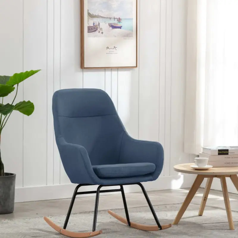 Moderne schommelstoel met zacht bekleding en stabiel metalen frame - Blauw / 1 - Schommelstoelen