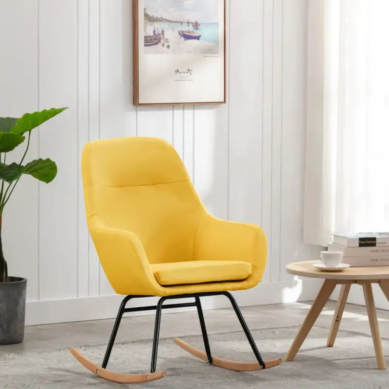 Moderne schommelstoel met zacht bekleding en stabiel metalen frame - Mosterdgeel / 1 - Schommelstoelen
