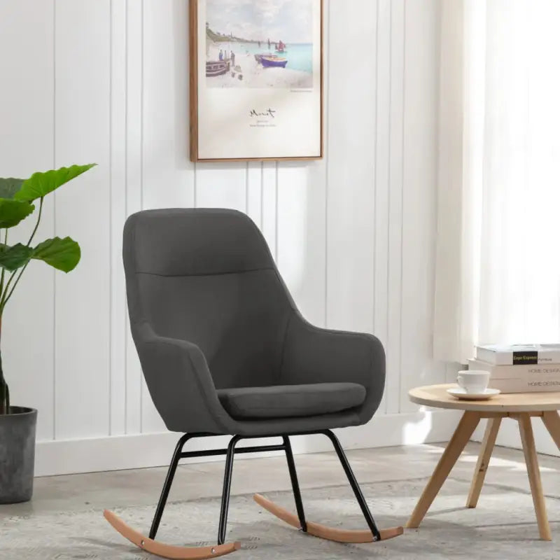 Moderne schommelstoel met zacht bekleding en stabiel metalen frame - Donkergrijs / 1 - Schommelstoelen