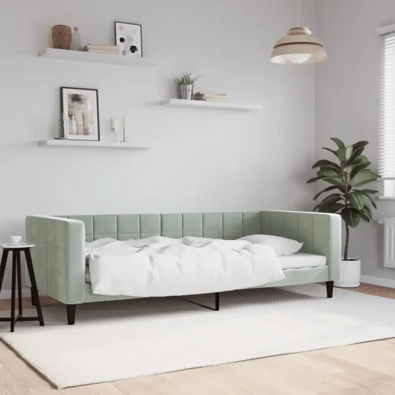 Moderne slaapbank met onderschuifbed voor praktische woon- en slaapkamer - Lichtgrijs / 90 x 200 cm / zonder matras