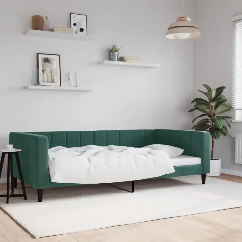 Moderne slaapbank met onderschuifbed voor praktische woon- en slaapkamer - Donkergroen / 100 x 200 cm / zonder matras