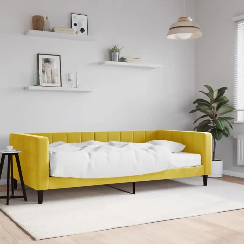 Moderne slaapbank met onderschuifbed voor praktische woon- en slaapkamer - Geel / 100 x 200 cm / met matras - Bedden &