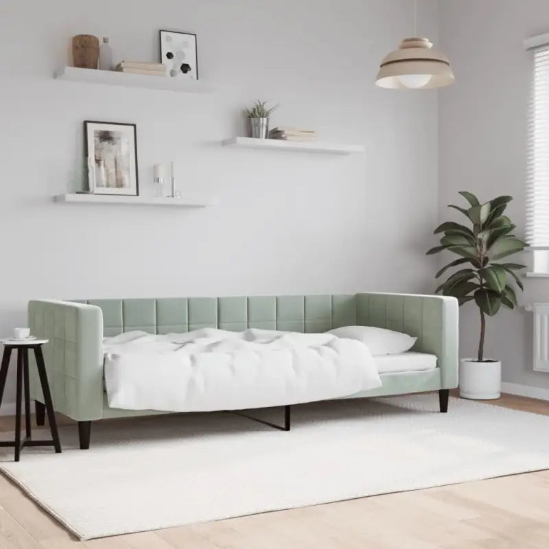 Moderne slaapbank met onderschuifbed voor praktische woon- en slaapkamer - Lichtgrijs / 80 x 200 cm / zonder matras