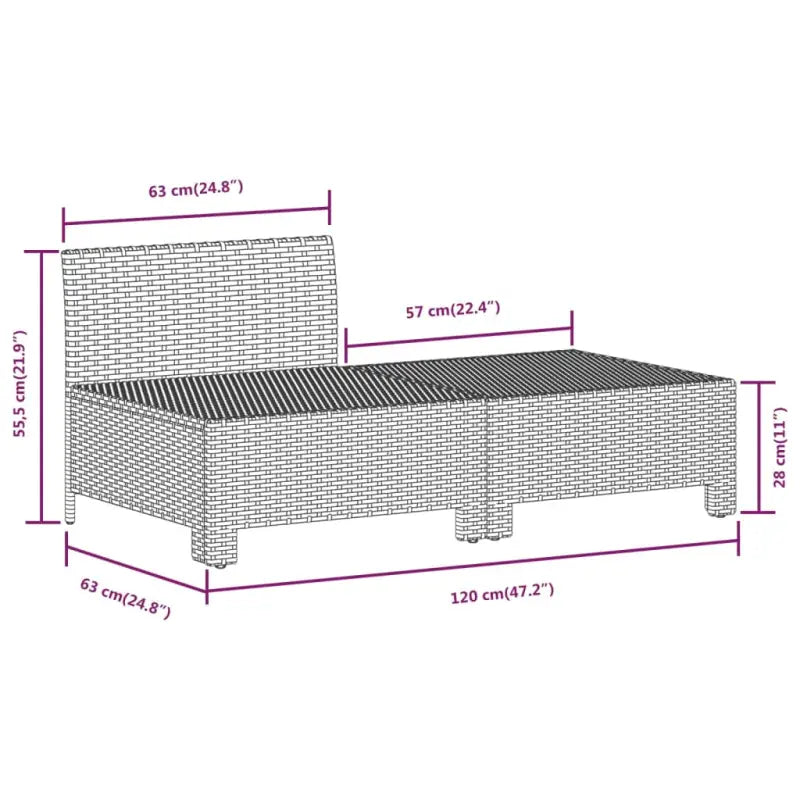 Moderne tuin loungeset met poly rattan en comfortabele afmetingen zitting - Tuinsets
