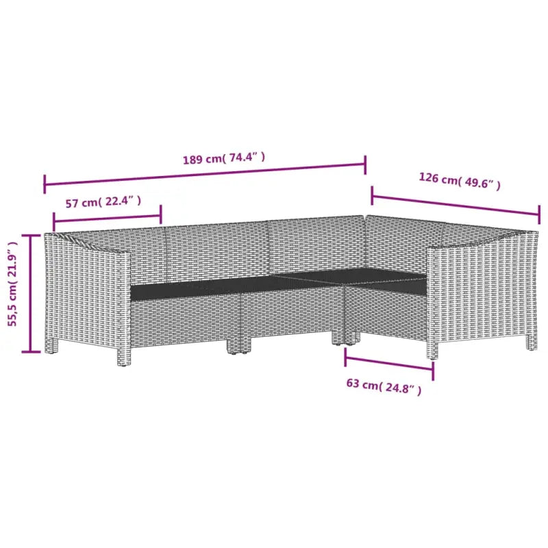 Moderne tuin loungeset met poly rattan en comfortabele afmetingen zitting - Tuinsets
