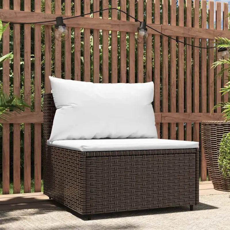 Moderne tuinbank van poly rattan voor dineren en ontspannen - Bruin / 1 / Middenbank - Loungebanken