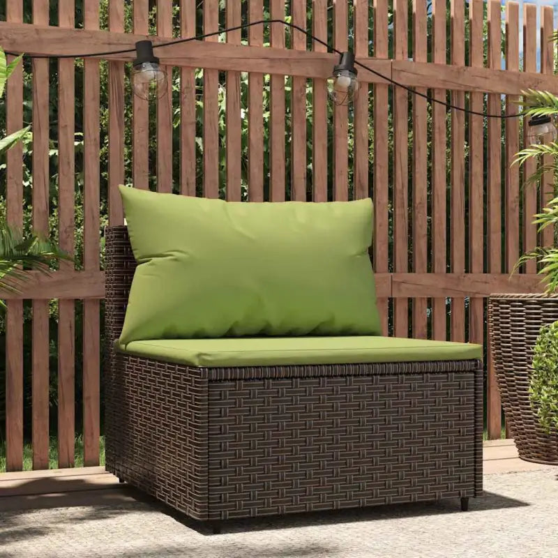 Moderne tuinbank van poly rattan voor dineren en ontspannen - Bruin en groen / 1 / Middenbank - Loungebanken