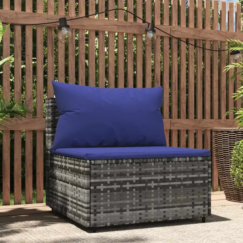 Moderne tuinbank van poly rattan voor dineren en ontspannen - Grijs en blauw / 1 / Middenbank - Loungebanken