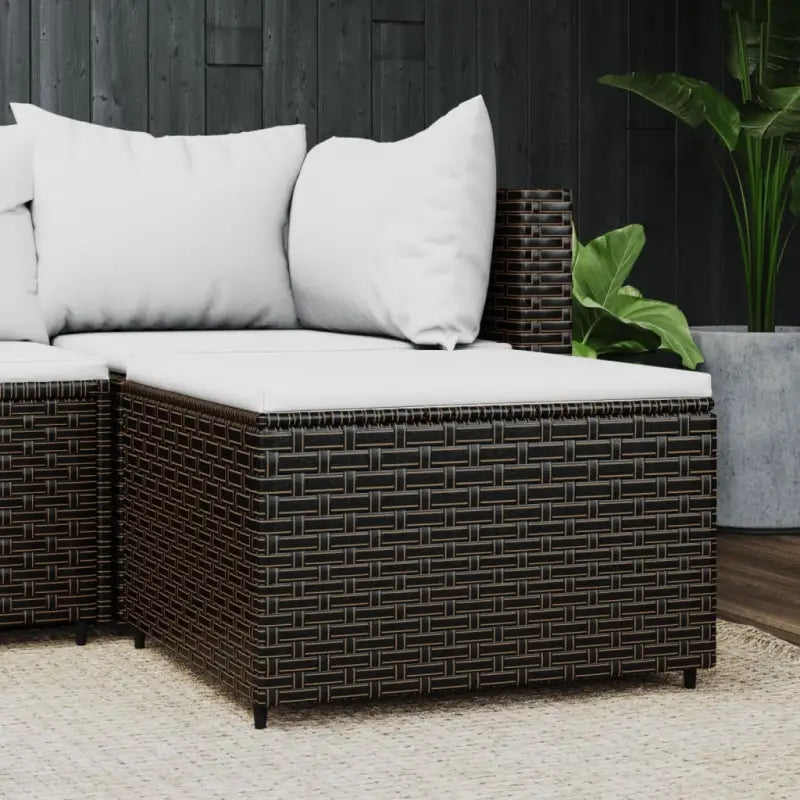 Moderne tuinpoefs met poly rattan voor stijlvol ontspannen - Bruin en crème / 1 - Tuinpoefs