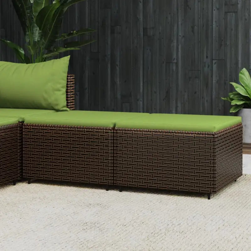 Moderne tuinpoefs met poly rattan voor stijlvol ontspannen - Bruin en groen / 2 - Tuinpoefs