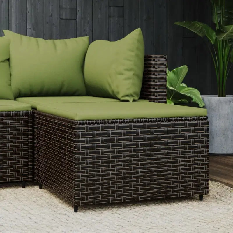 Moderne tuinpoefs met poly rattan voor stijlvol ontspannen - Bruin en groen / 1 - Tuinpoefs