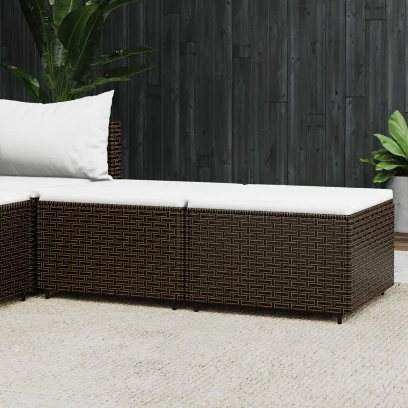 Moderne tuinpoefs met poly rattan voor stijlvol ontspannen - Bruin en crème / 2 - Tuinpoefs