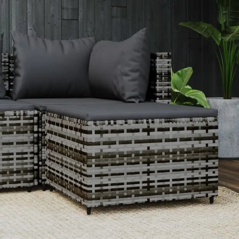 Moderne tuinpoefs met poly rattan voor stijlvol ontspannen - Grijs / 1 - Tuinpoefs