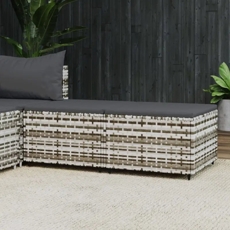 Moderne tuinpoefs met poly rattan voor stijlvol ontspannen - Grijs / 2 - Tuinpoefs