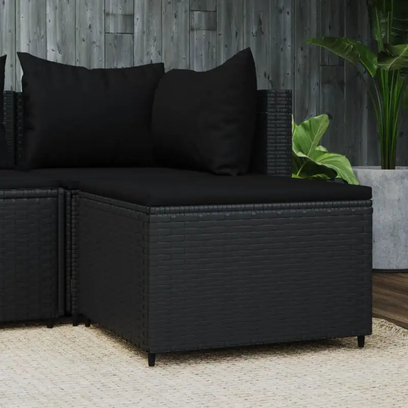 Moderne tuinpoefs met poly rattan voor stijlvol ontspannen - Zwart / 1 - Tuinpoefs