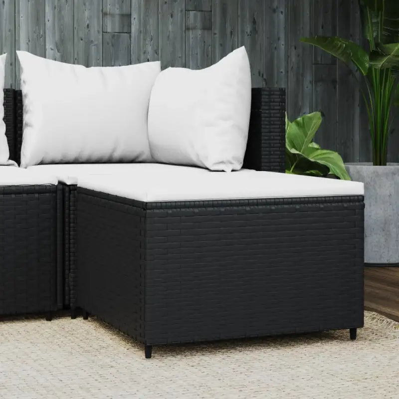 Moderne tuinpoefs met poly rattan voor stijlvol ontspannen - Zwart en wit / 1 - Tuinpoefs