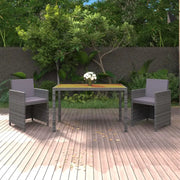 Moderne tuinset met massief acaciahout en wasbare kussenhoezen - Grijs en bruin / 2x armstoel + tafel - Tuinsets