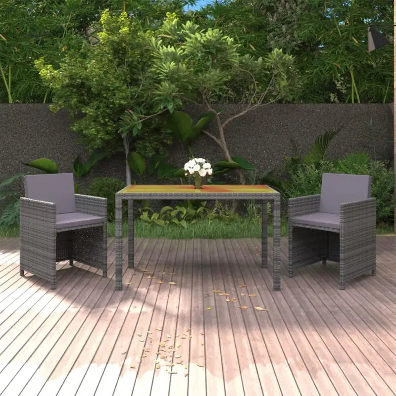 Moderne tuinset met massief acaciahout en wasbare kussenhoezen - Grijs en bruin / 2x armstoel + tafel - Tuinsets