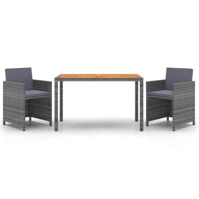 Moderne tuinset met massief acaciahout en wasbare kussenhoezen - Grijs en bruin / 2x armstoel + tafel - Tuinsets