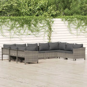 Moderne tuinset met poly rattan en afmetingen zitting met armleuning links - Tuinsets