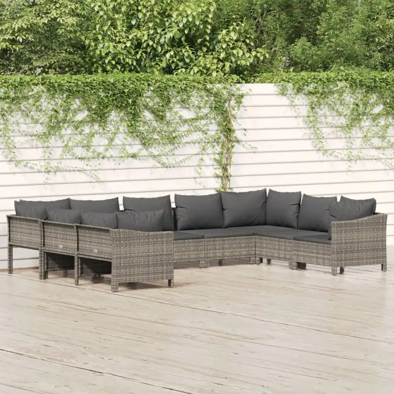 Moderne tuinset met poly rattan en afmetingen zitting met armleuning links - Tuinsets
