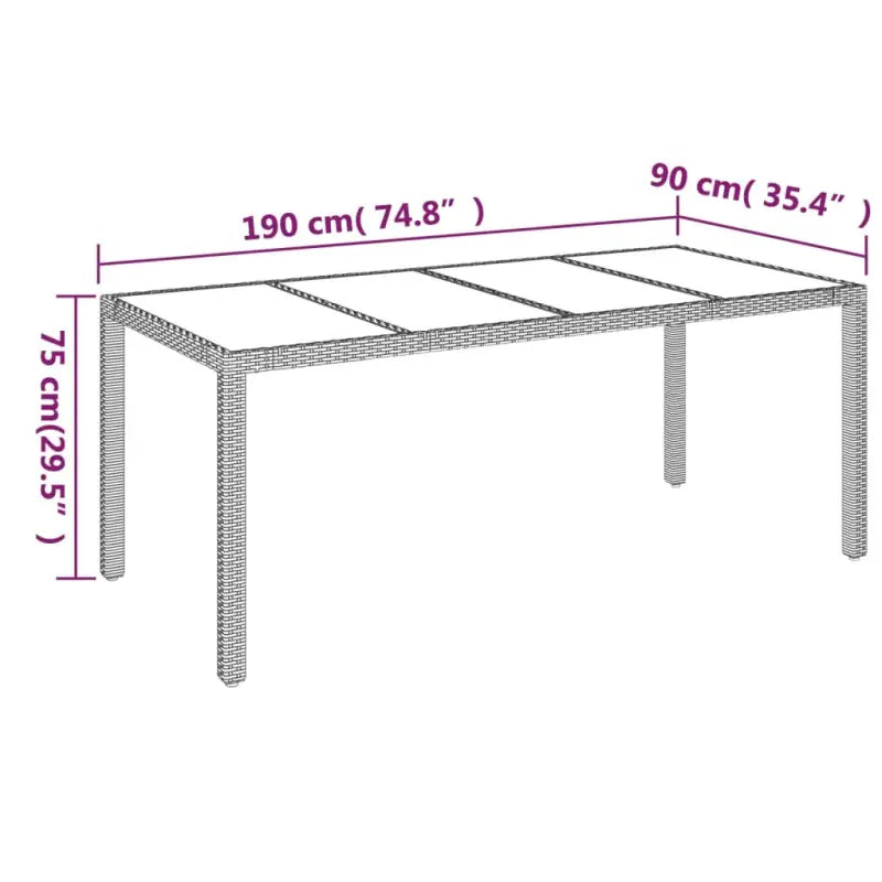 Moderne tuinset met poly rattan en gehard glas voor eenvoudig schoon maken - Tuinsets