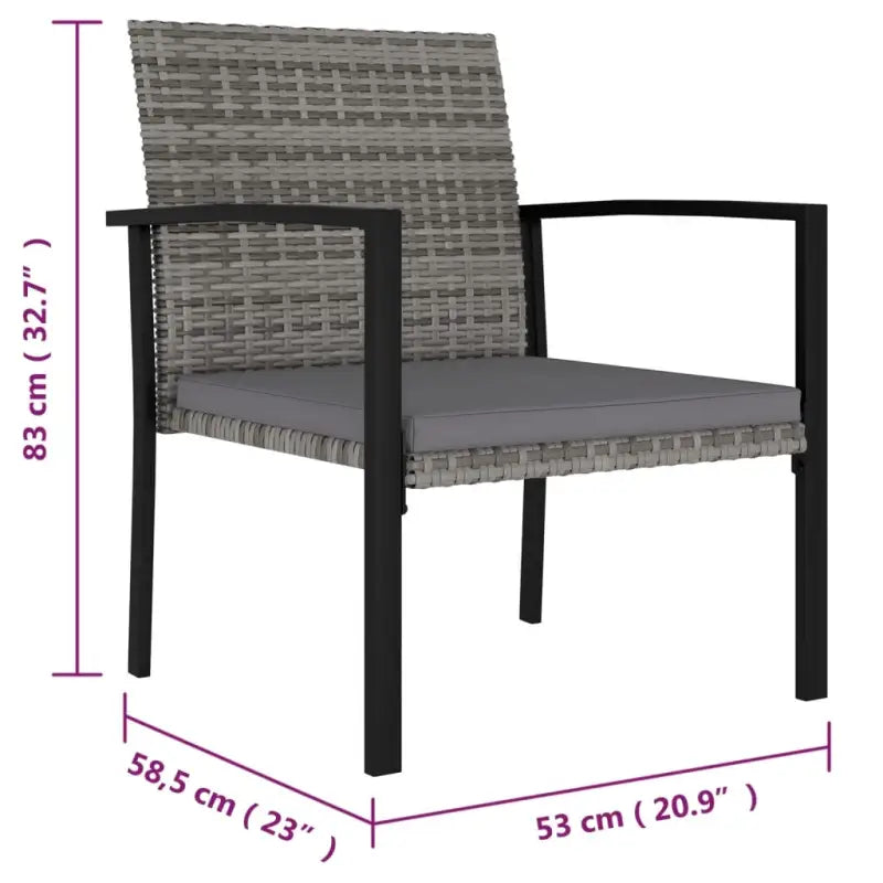 Moderne tuinset met poly rattan en gepoedercoat staal - Grijs - Tuinsets