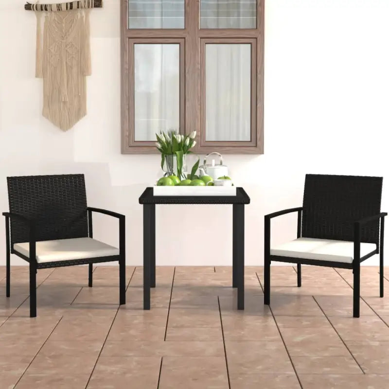 Moderne tuinset met poly rattan en gepoedercoat staal - Zwart - Tuinsets